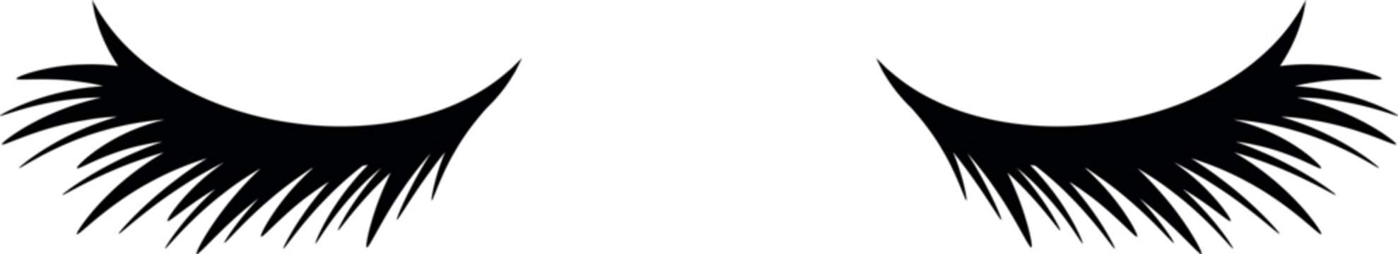 Mascara symbol. Black eyelashes pair. Female makeup