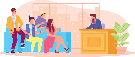 Night talk show. Tv host with celebrity guests