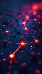 A network of glowing nodes and connecting lines representing the flow of innovative ideas and collaborative connections in a digital landscape ,  links,  future,  digital