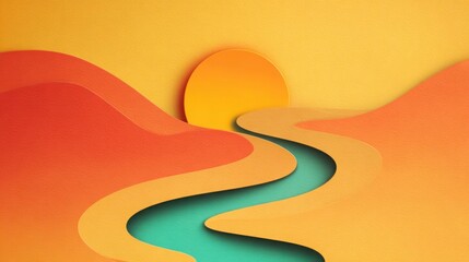 Majestic mountain with a river running through it in a remote work concept symbolizing calmness and natural beauty