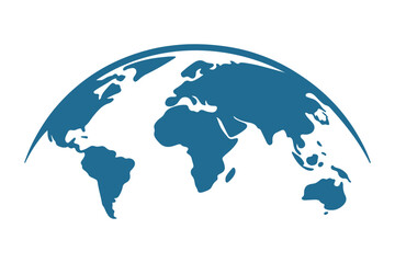 Curved world map silhouette, half globe of blue planet Earth, global business geography, worldwide international. Africa, Asia and America, Europe, Australia continents. Travel vector infographics ©  