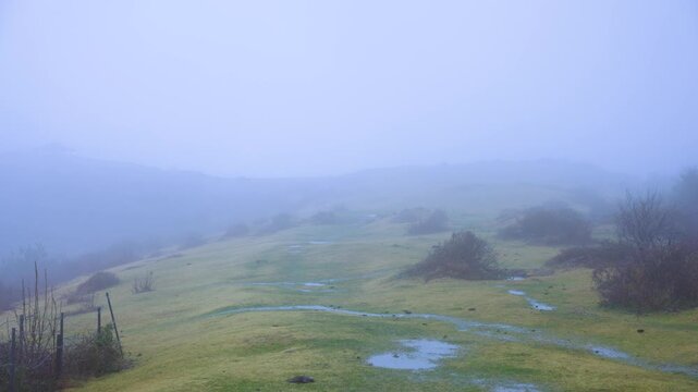Mist Covered Landscape of Matengai Cliffs, Oki Island, Shimane Japan