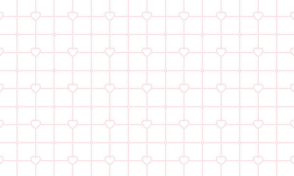 ピンク色のハートマークとダイヤマークの四角いドットの方眼