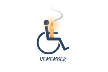 Disability Remembrance Symbol with Wheelchair Icon and Candle