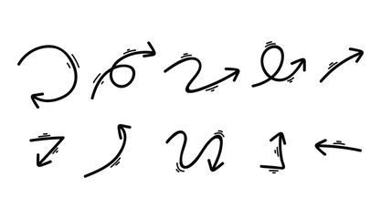 Dynamic Hand-drawn Arrows and Curves Set for Direction, Motion, and Flow Illustration