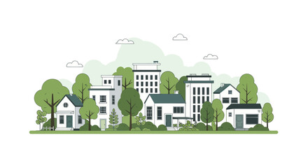 Modern Eco-Friendly Cityscape with Green Trees and Buildings © Rizal