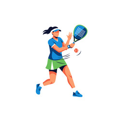Woman playing padel tennis, hitting ball with racket, dynamic sport illustration