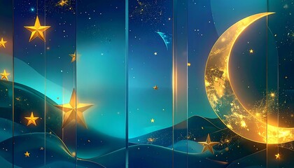 Modern Glassmorphism Ramadan Background with Blue Gradient