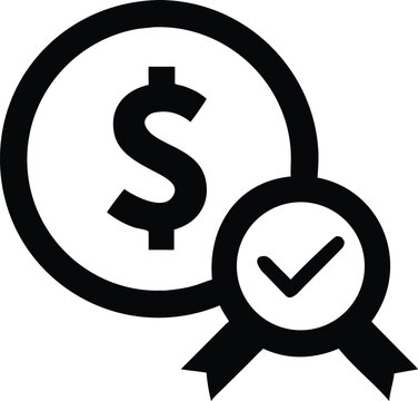 dollar coin check mark approval finance icon