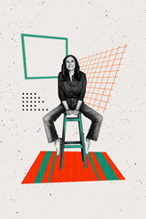 Creative 3D photo collage trend artwork template of realty home mortgage relocation agent aged...