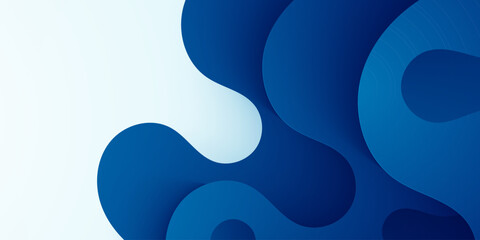 Abstract overlap papercut wave shapes background with blue color element shapes pattern design. Cool and futuristic banner concept.