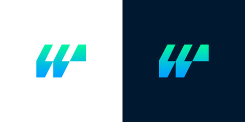 Sleek and contemporary geometric emblem with a captivating blue-green color transition, representing digital innovation and forward-thinking businesses seeking a modern visual identity