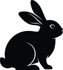 Black silhouette of a rabbit with long ears © Sahed