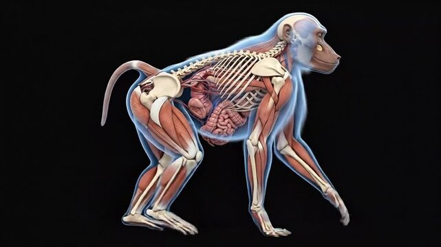 Detailed Anatomical Model of a Dog with Muscular System Illustration