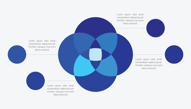 Four Steps Venn Diagram Infographic Template With Overlapping Circles