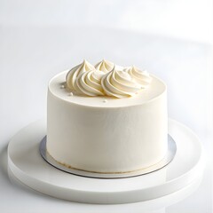 Minimal White Cream Cake on Clean Background