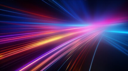 Obraz premium Abstract colorful radial light streaks background with speed motion blur effect. Dynamic energy lines for technology, science, or futuristic design concepts.