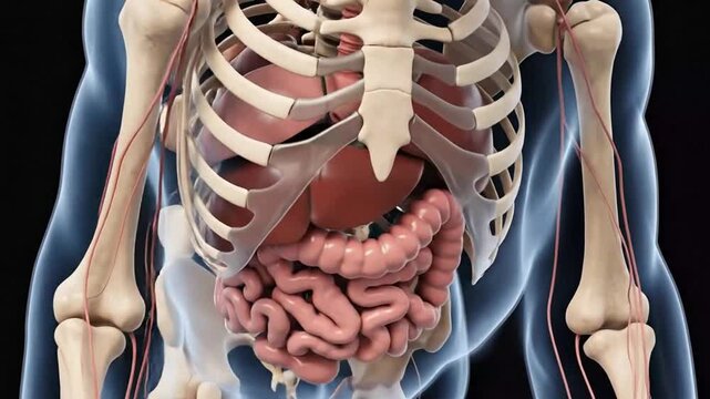 Detailed Animal Skeleton and Internal Organs Illustration