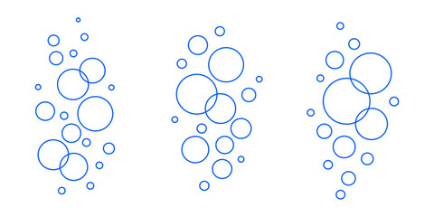 Blue outline soap bubbles. Minimal vector bubble illustration for hygiene and water design