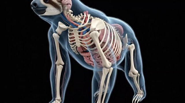 Detailed Digital Illustration of Canine Anatomical Structure
