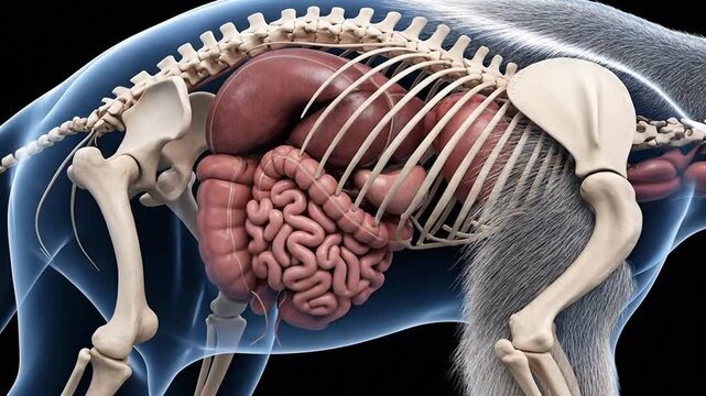 Detailed 3D Model of a Small Mammal with Visible Internal Organs