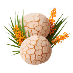 A close-up view of a pineapple with its spiky leaves and vibrant yellow flowers isolated on white background, Vector, illustration