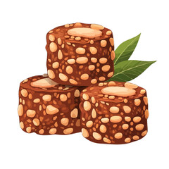 Assorted cookies with a mint leaf on top arranged on a white background. isolated on white background, Vector, illustration