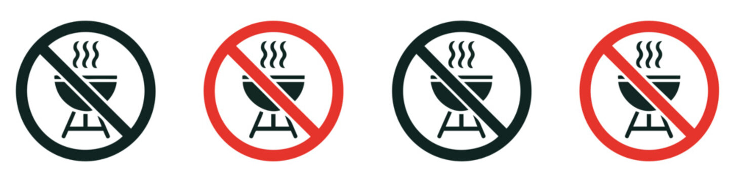 no barbecue grill vector icon set