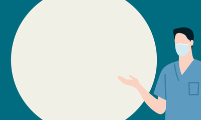 治療方針や医療案内を表現した円形余白の医療人物イラスト