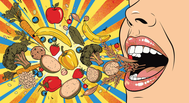 Woman Eating Fruits and Nuts.