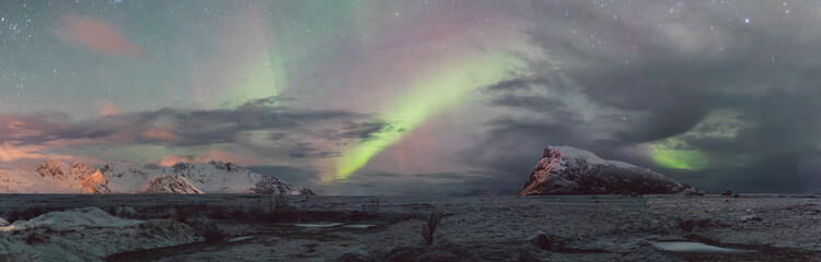Northern lights - Norway - February arctic night sky with colorful aurora borealis  © Cristian Bortes