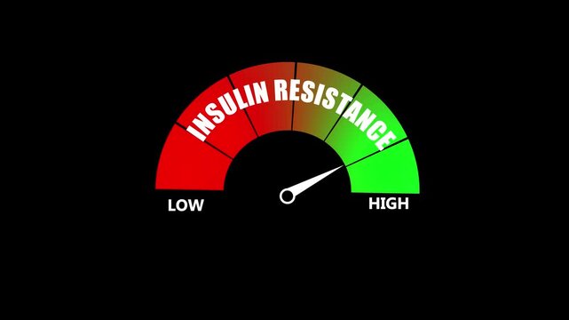 Insulin resistance Level Text or Word Low to High Meter Concept. level meter moving from low level to high level, ideal for concepts related to electrolyte balance.
