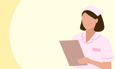 医療や看護のご案内に最適なバインダーを見るナースのイラスト