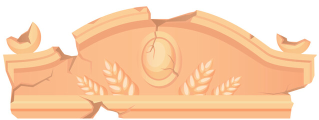 Naklejka premium Damaged ancient stone facade decoration cartoon illustration