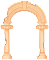 Naklejka premium Ancient ruin element. Broken column arch icon