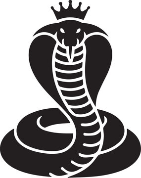 Predatory cobra snake vector illustration with imperial crown.