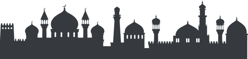 Fotobehang Onderzeeër Eastern city black silhouette. Arabian historic downtown  © ssstocker