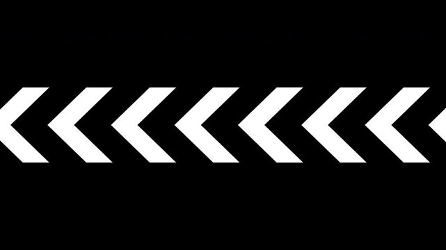 Animation of white arrow moving to the left without stopping. row concept. seamless loop animation. 4k video