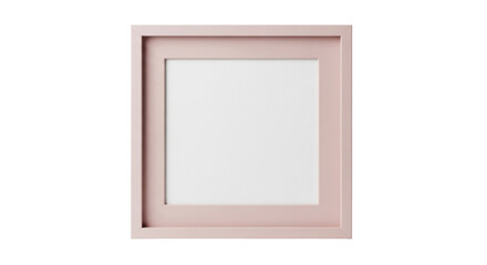 Fototapeta premium Square light pink picture frame PNG isolated on transparent background, modern photo frame for mockups and graphic design use