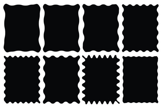 Rectangle shape frame with zigzag edge. Rectangular zigzag curved box. Decorative banners and labels set on white background. zigzag frame, zigzag edge stickers, frames, shapes, zig zag edge. 