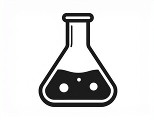 Essential vector icon depicting a simple conical laboratory flask filled with liquid, symbolizing scientific research, chemical experiments, and educational studies in an abstract and clean design