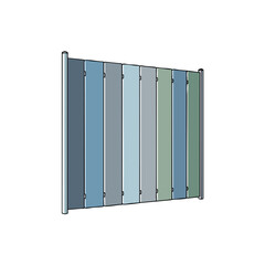 Modern metal fence with gradient blue to green panels