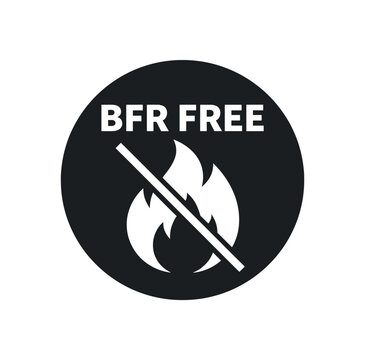Flat vector badge BFR FREE simple white flame with slash