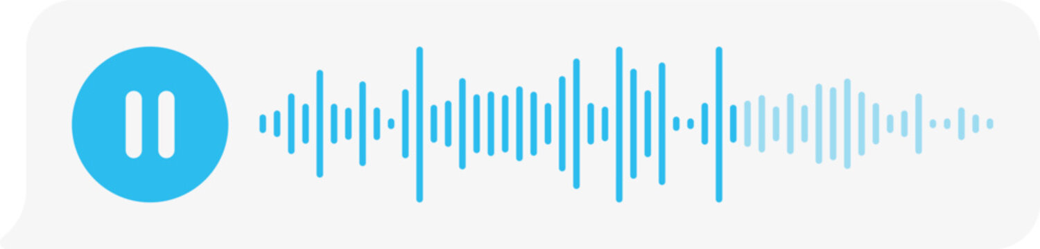 Playing audio record interface with blue pause button