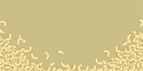 cashew background. cashew nuts in frame, border. cashew frame wallpaper. cashew illustration for packaging.