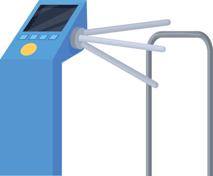 Turnstile cartoon icon. Electronic gate. Security system