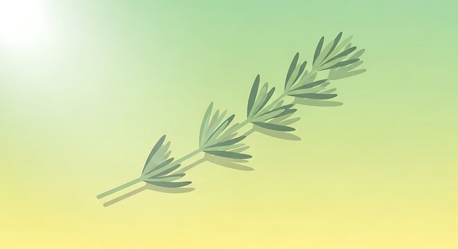 Fresh green rosemary sprig branch with small needlelike leaves isolated on transparent background
