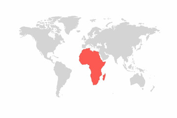 Obraz premium Italy Map Highlighted Red on World Map Vector Illustration.