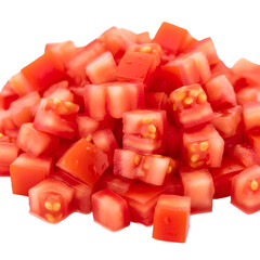 Fresh diced tomatoes with seeds and juice