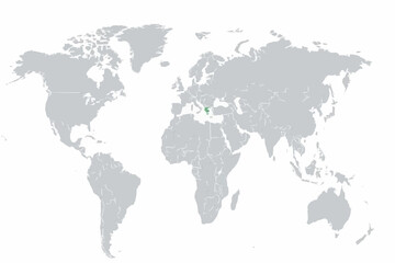 Obraz premium Greece Highlighted Orange on Full World Map Vector Illustration.